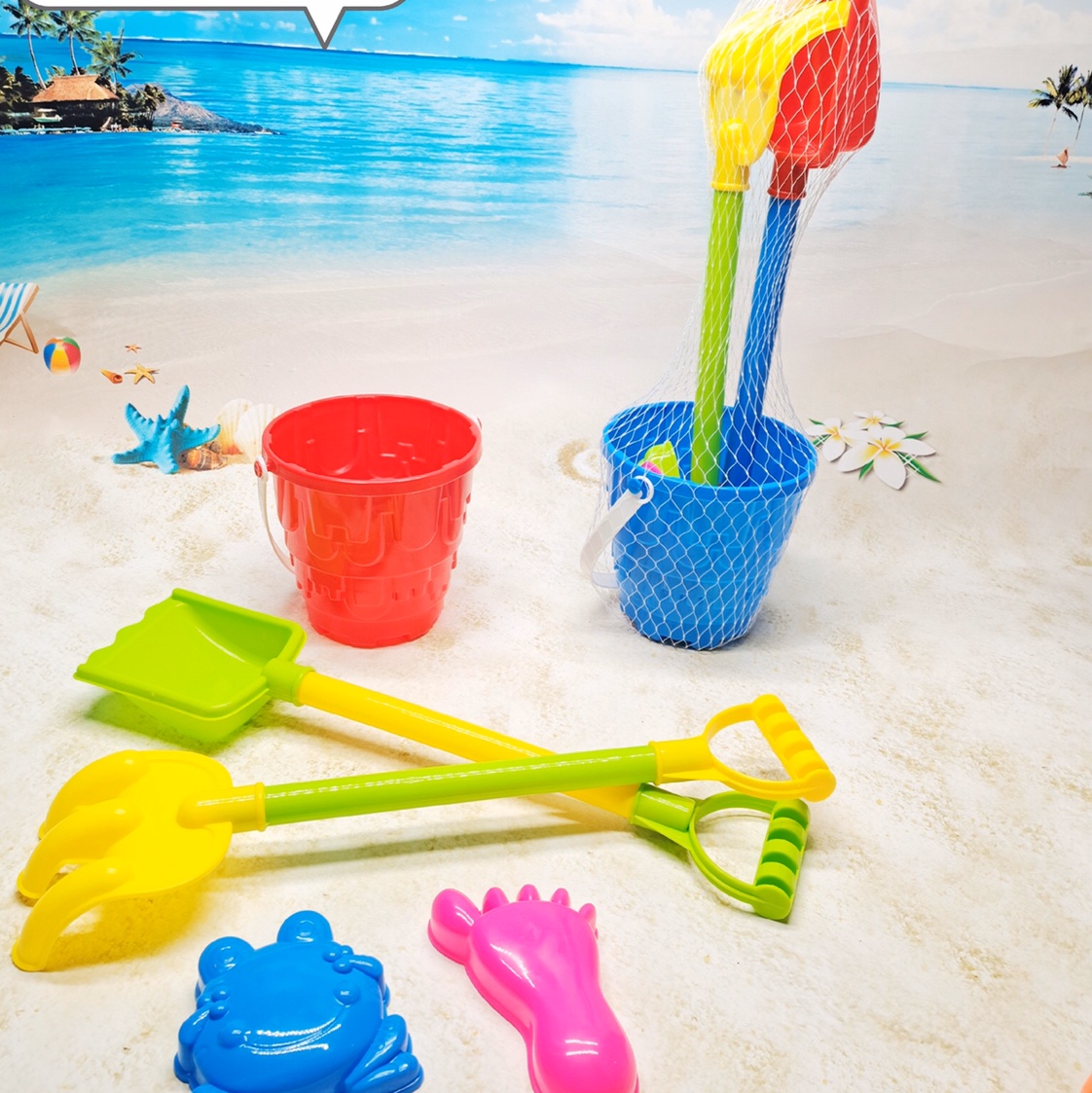 Children's beach toys Shovel and bucket set Baby play Castle Seaside large dig sand thickened stroller 688-45 thumbnail