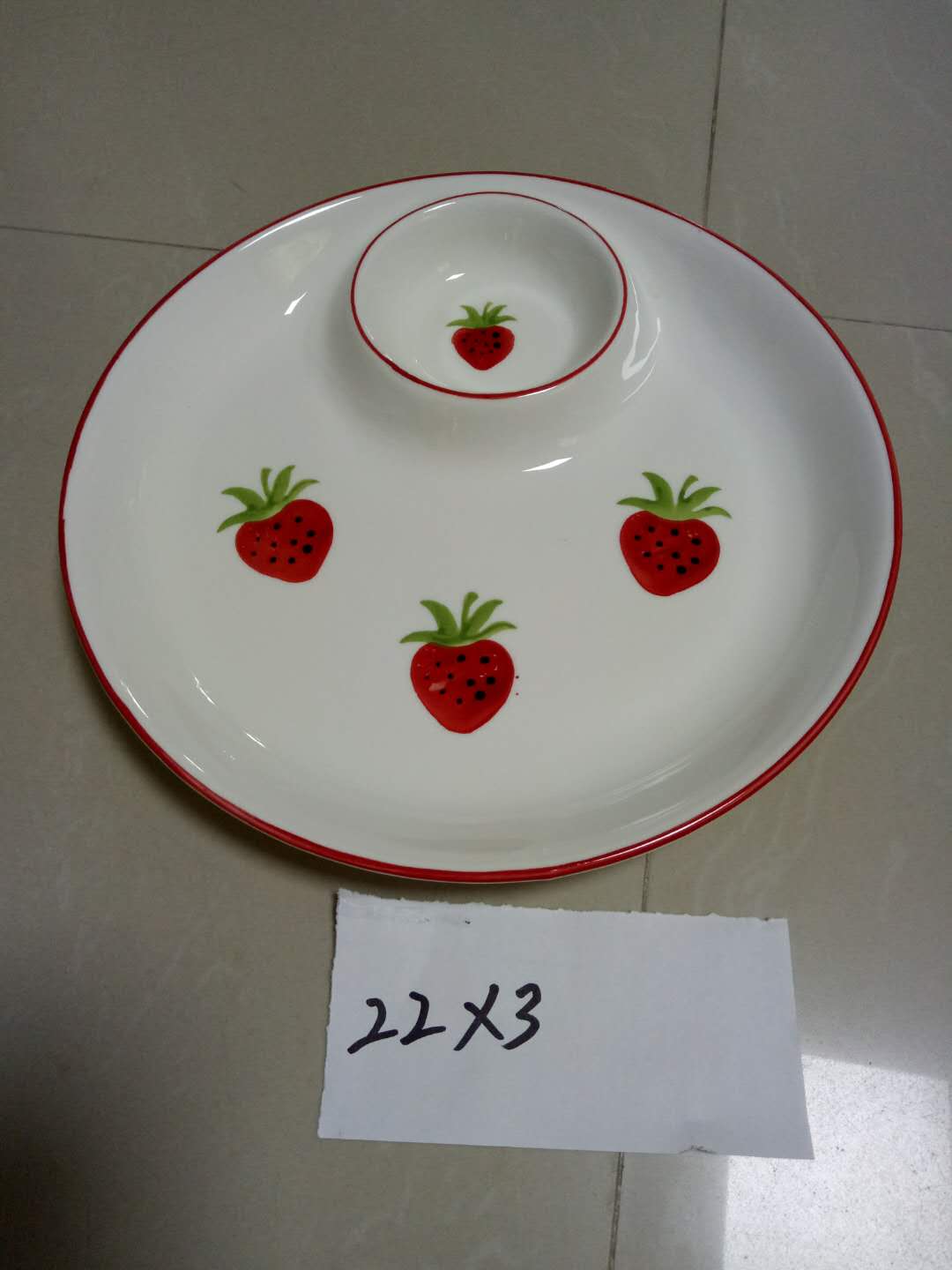 网红印花小清新草莓饺子沙拉盘现货