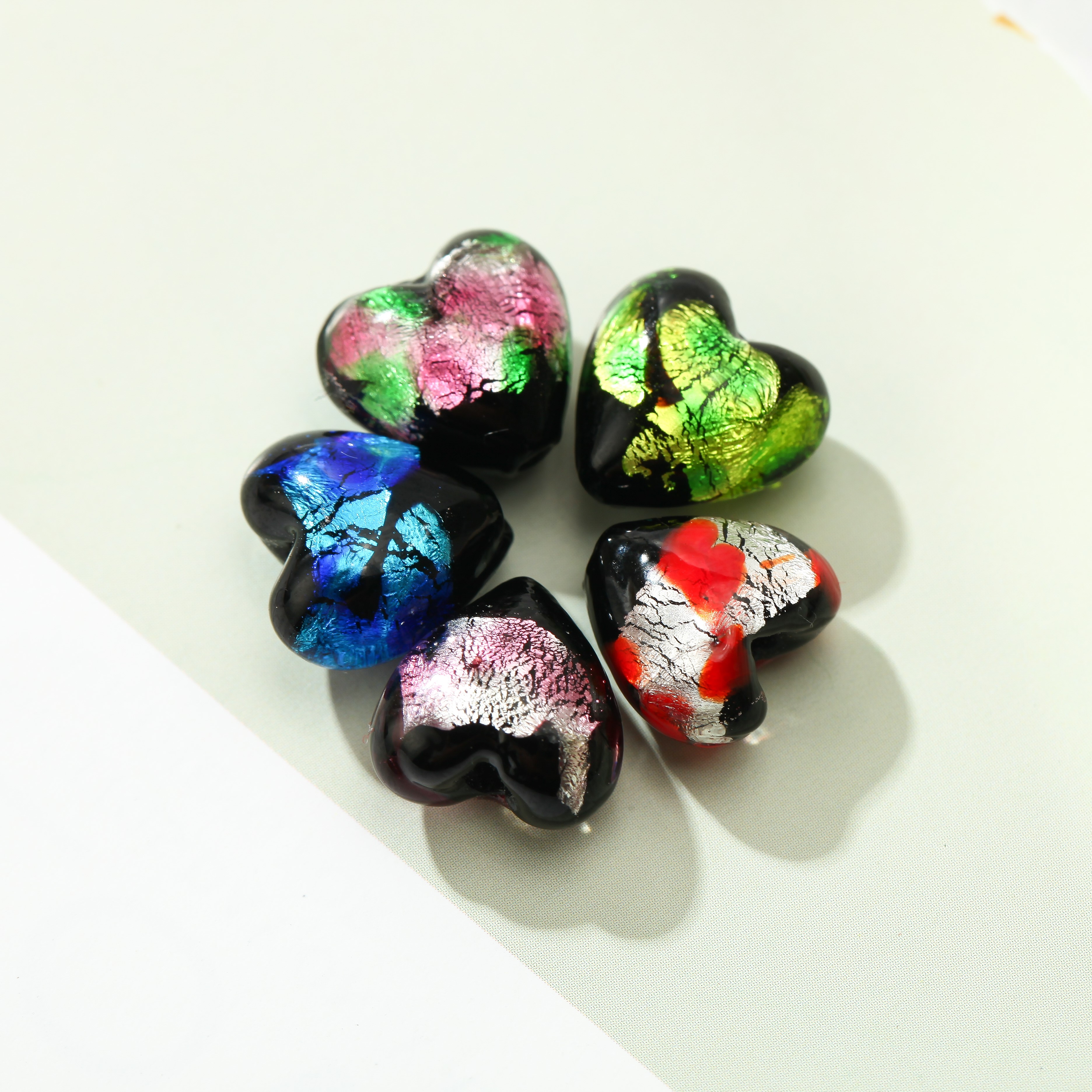 Lámina de color de corazón ojal 10/12MM corazón de melocotón estilo japonés puntos de color ojal perlas soltadas DIY accesorios detail image 5