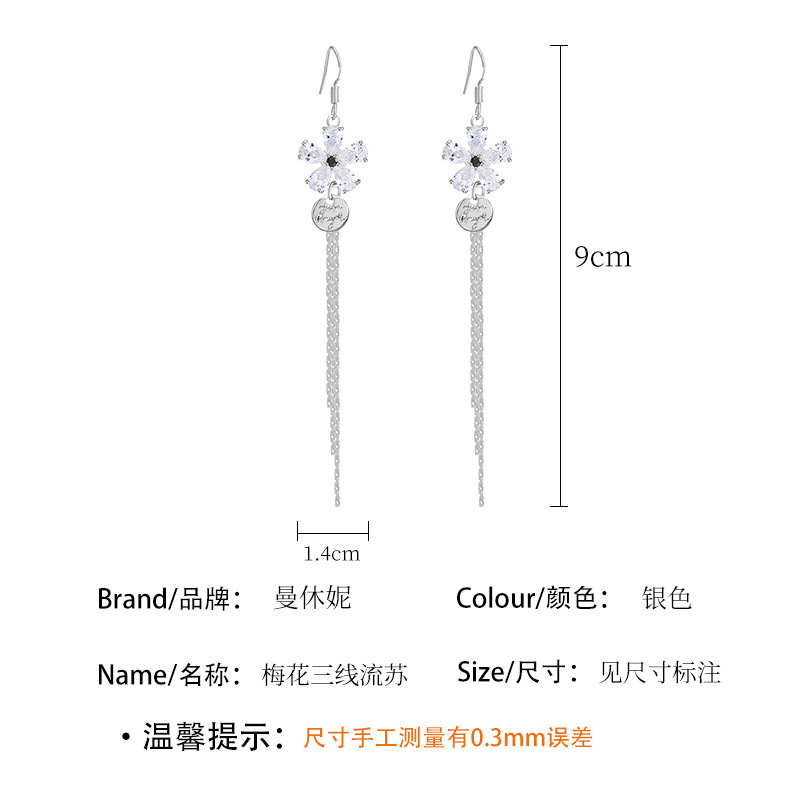 S925银针长款气质流苏时尚韩版大脸显瘦耳饰简约女耳环厂家直销详情图2