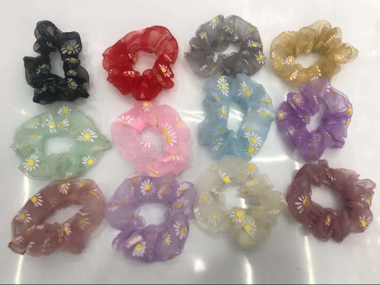 Daisy Daisuke, cute fabric hair tie, hair band, leather band, gauze, elegant high-elasticity updo, simple basic hair tie, hair band, hair tie, hair accessory, hair accessory