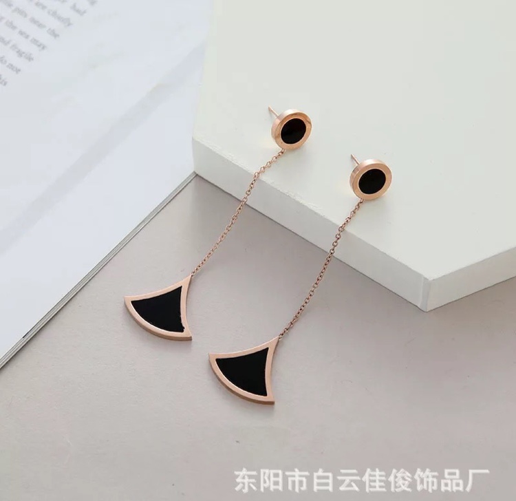 2020 new Korean titanium steel earrings tassel long face trim temperament electroplated rose gold accessories wholesale colorfast spot thumbnail