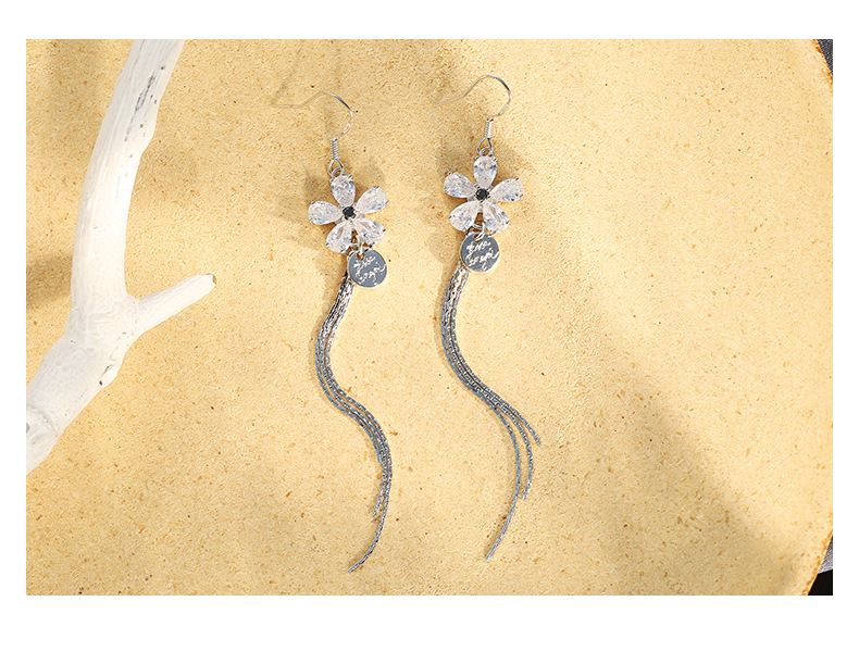 S925银针长款气质流苏时尚韩版大脸显瘦耳饰简约女耳环厂家直销详情图3