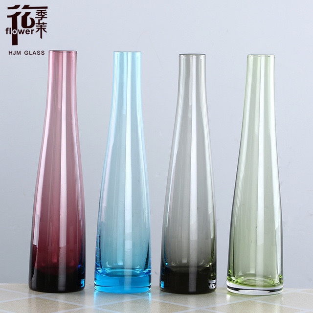Direct sales and wholesale of small-mouthed one-branch flower, fresh and colorful glass vase, tabletop, table flower arrangement and decorative ornaments from the manufacturer