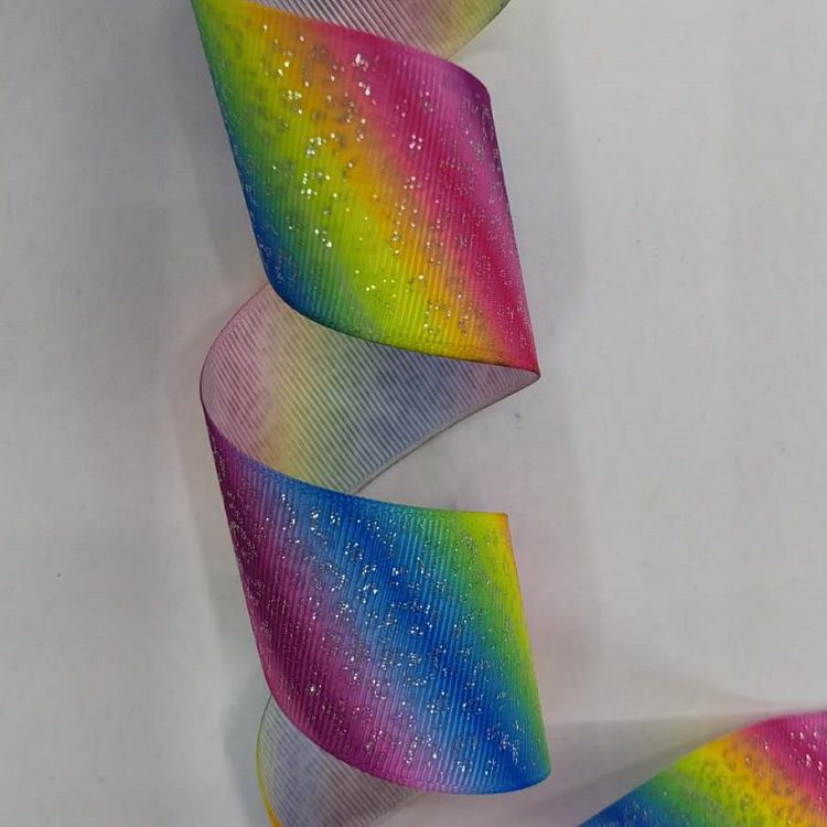 Webbing Ribbon Polyester Ribline Belt Heat Transfer Sprinkle Gold Silver Powder Manufacturers Direct Webbing Custom Spot Wholesale undefined