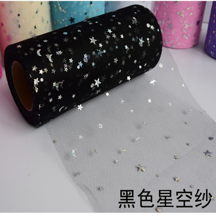 星空纱中硬美国网纱卷星月纱桌裙婚纱网娃娃纱蓬蓬裙甜品台装饰纱细节图