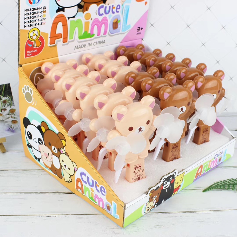 The hot-selling small-sized bear baby double-head hand-pressed fan and handheld mini fan are selling well at the street stall Specification image
