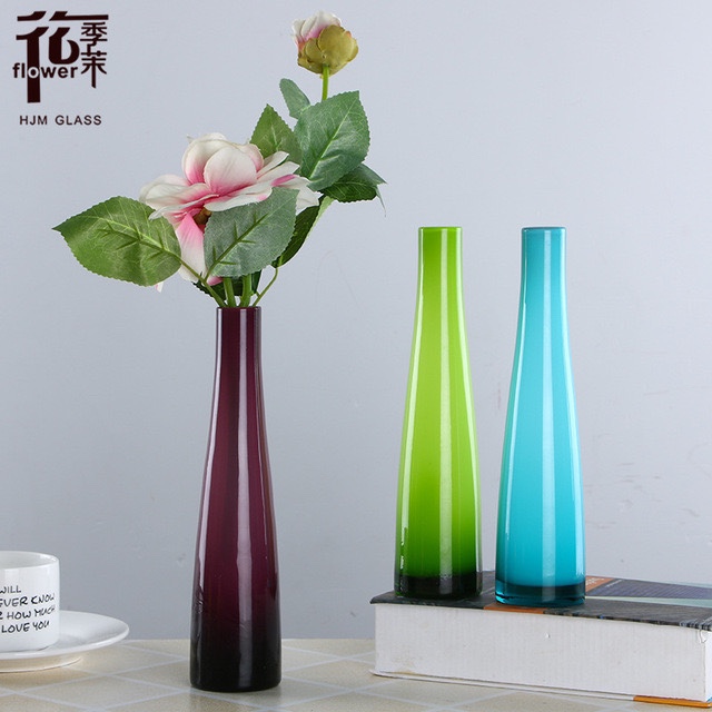 Direct sales and wholesale of small-mouthed one-branch flower, fresh and colorful glass vase, tabletop, table flower arrangement and decorative ornaments from the manufacturer details Picture
