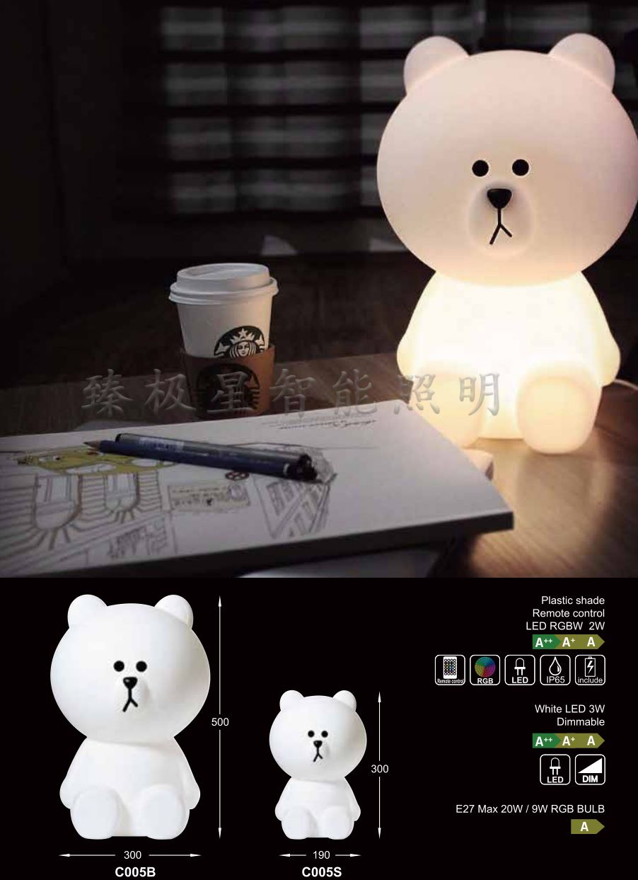 Luminous gift lamp night lamp bear plastic rolling lamp dimmer non-dimmer plastic rolling lamp plastic rolling luminous warm white