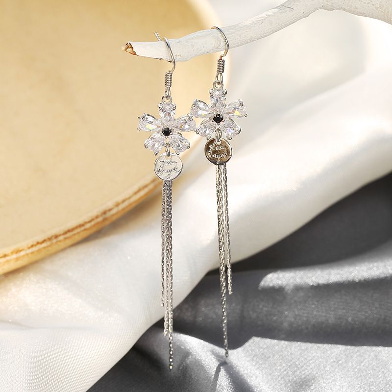 S925银针长款气质流苏时尚韩版大脸显瘦耳饰简约女耳环厂家直销产品图