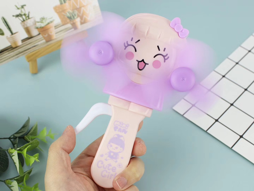 Hot-selling small-sized double-headed cute girl double-headed hand pressure fan, hand-held hand pressure fan is selling well at the street stall Specification image