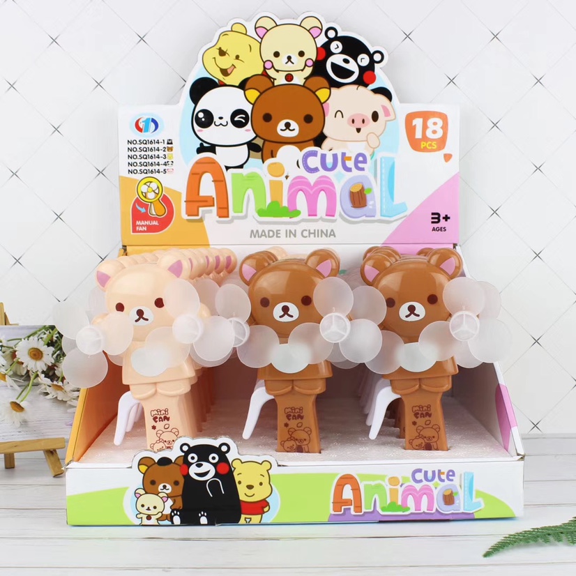 The hot-selling small-sized bear baby double-head hand-pressed fan and handheld mini fan are selling well at the street stall