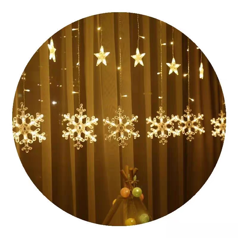 Snowflake curtain light, 3-meter led snowflake ice strip light string, new Christmas decorative light, snowflake curtain light, outdoor waterproof wedding small color light Specification image