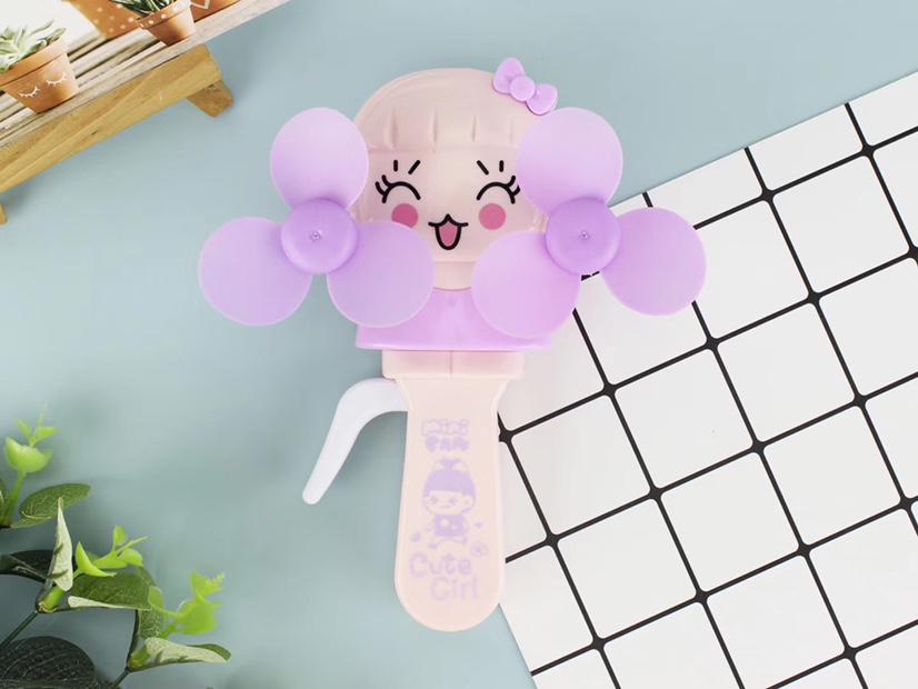 Hot-selling small-sized double-headed cute girl double-headed hand pressure fan, hand-held hand pressure fan is selling well at the street stall undefined