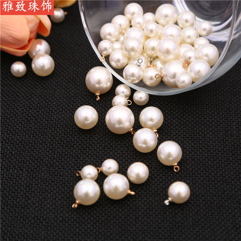 8Mm High-Light Single Hole Bead Abs Imitation Pearl Pendant Copper Goat Eye Pendant Jewelry Pendant Garment Accessories undefined