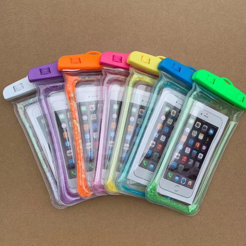Glitter powder and flowing sand PVC material waterproof bag for mobile phones, waterproof tools for mobile phones Specification image