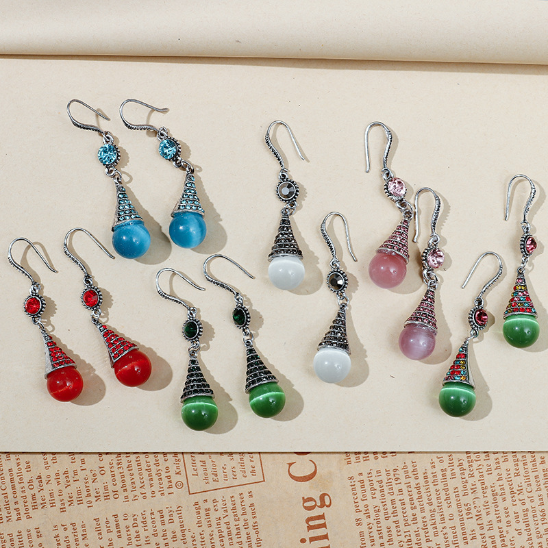 Simple, fashionable, elegant and noble lady with a variety of cat's eye stone earrings 73, elegant and new Specification image