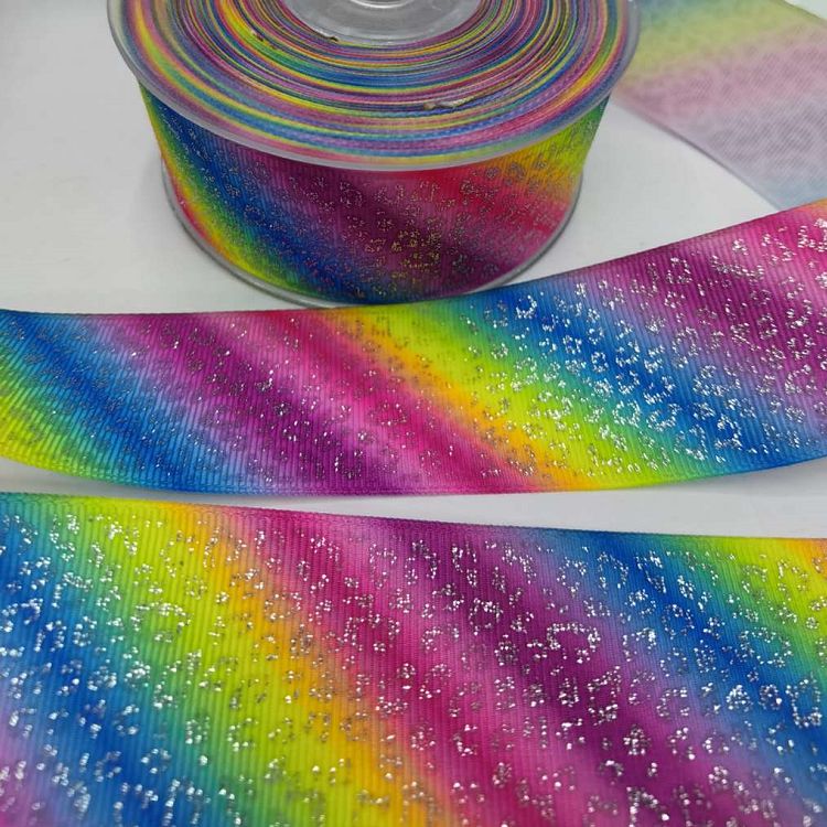 Webbing Ribbon Polyester Ribline Belt Heat Transfer Sprinkle Gold Silver Powder Manufacturers Direct Webbing Custom Spot Wholesale details Picture