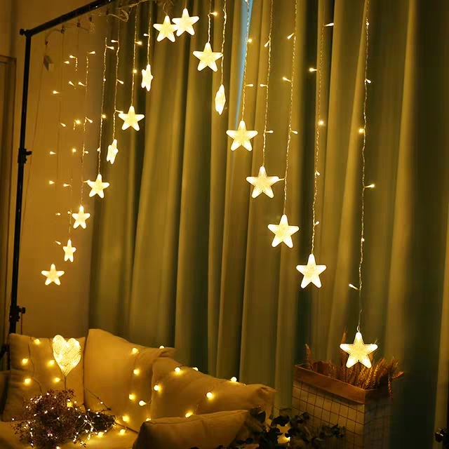 LED star curtain lights, Christmas festival inverted triangle door curtain lights, bedroom room decorative lights manufacturer wholesale Application Scenario