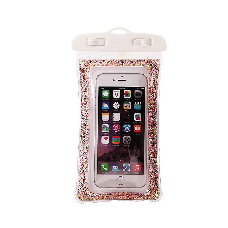 Glitter powder and flowing sand PVC material waterproof bag for mobile phones, waterproof tools for mobile phones undefined