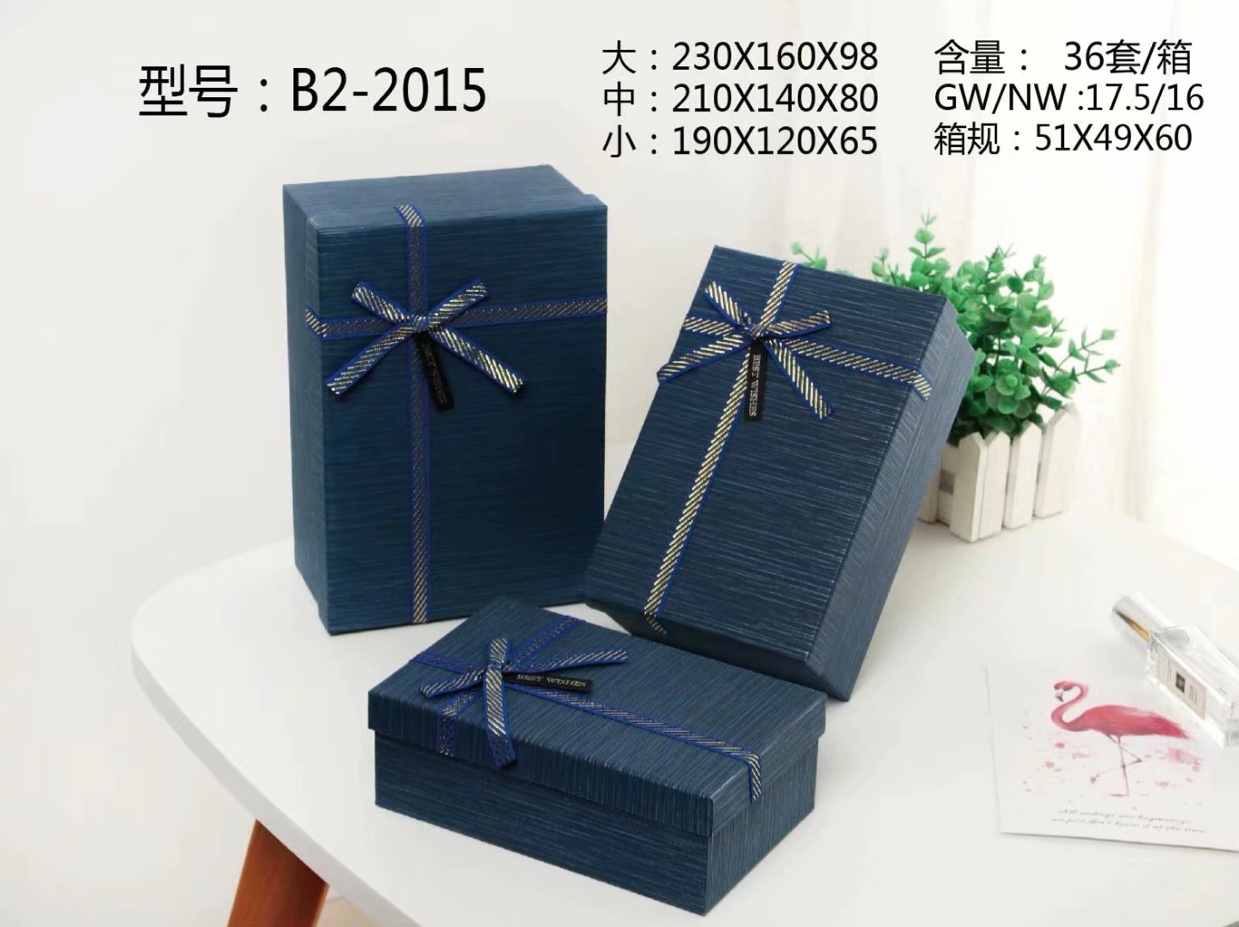 Cross knot blue twine decoration with gift box Royal blue men's scarf box