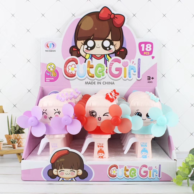 Hot-selling small-sized double-headed cute girl double-headed hand pressure fan, hand-held hand pressure fan is selling well at the street stall