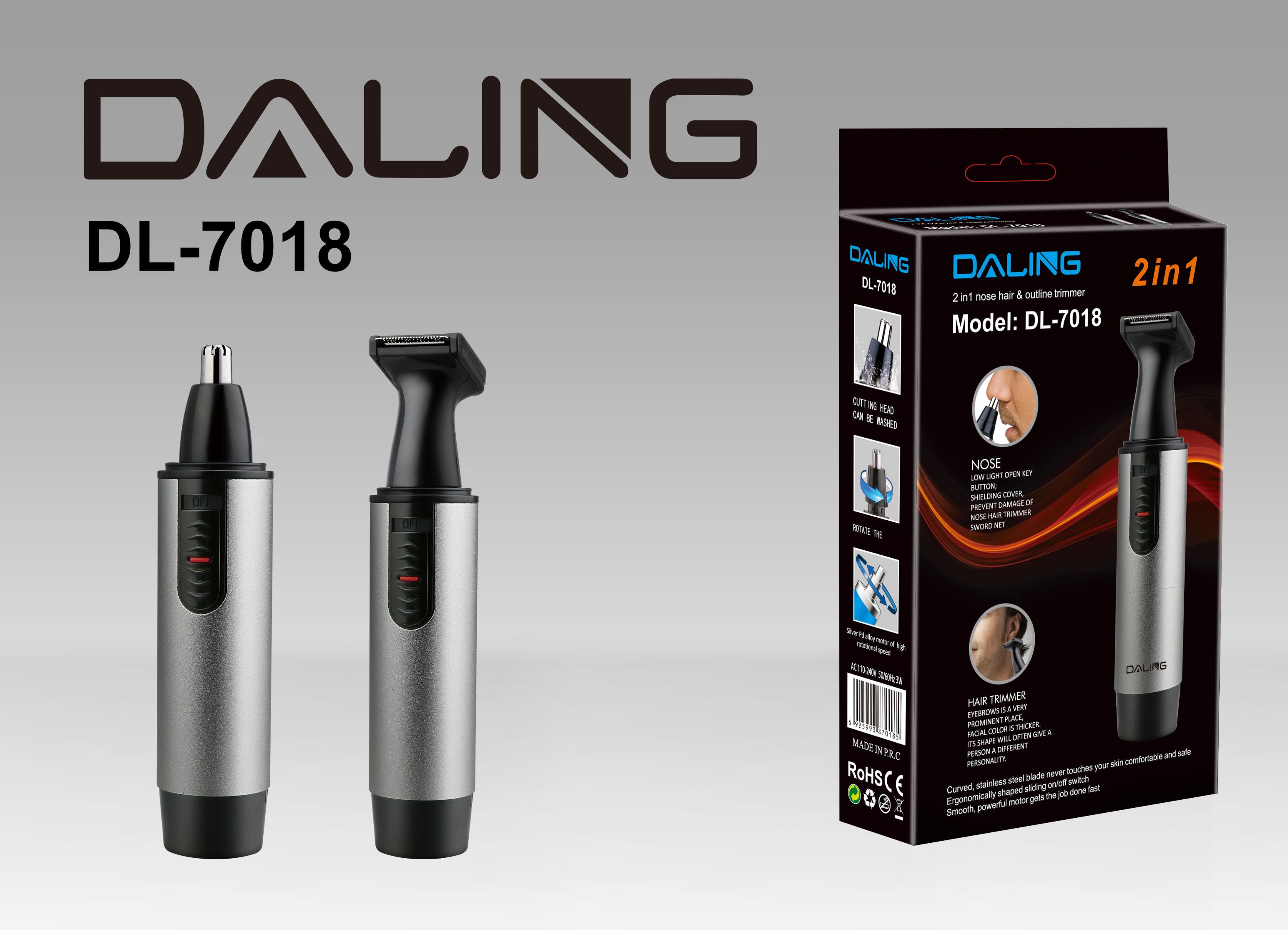 Daring electric nose hair trimmer DL-7018 Multi-functional sideburns knife eyebrow trimmer cross border full figure