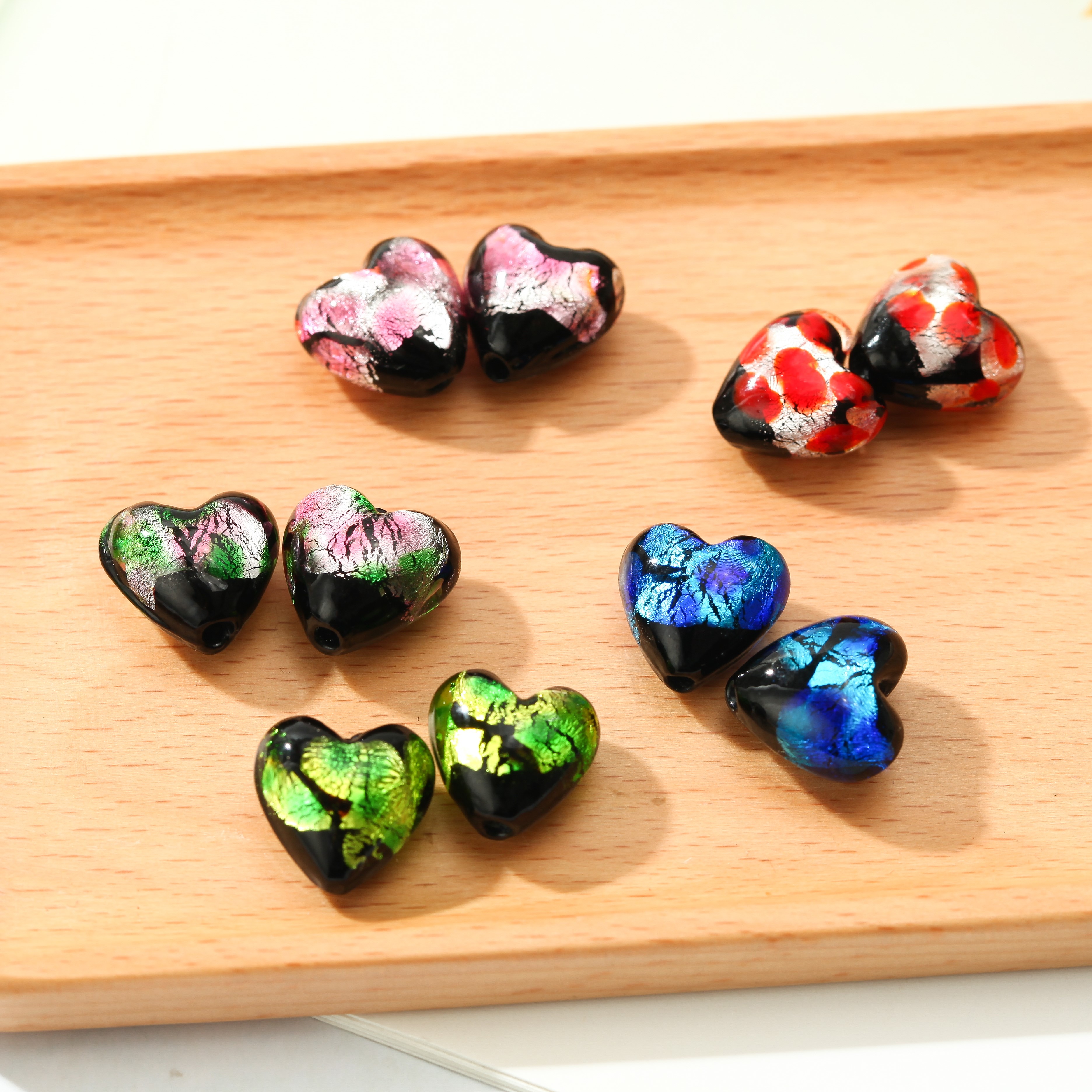 Lámina de color de corazón ojal 10/12MM corazón de melocotón estilo japonés puntos de color ojal perlas soltadas DIY accesorios detail image 1