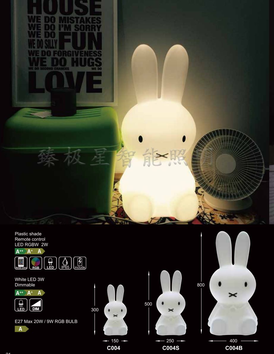 Plastic shade Miffy rabbit light decorative lights full figure