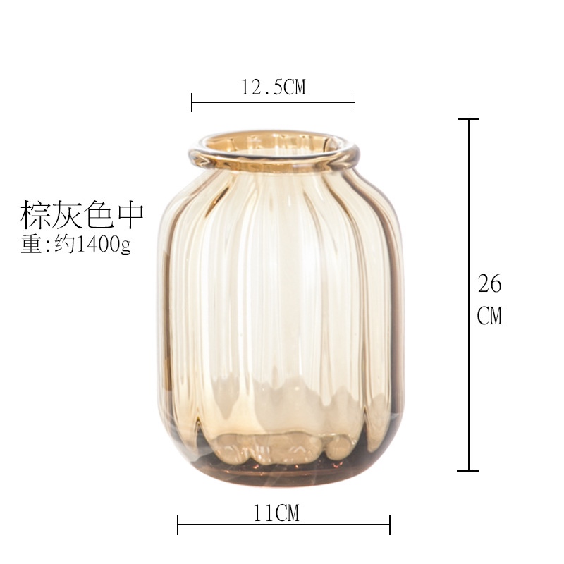 Direct sales and wholesale of Nordic minimalist style open-edged vertical striped glass vases for living room model room flower arrangement decoration Specification image