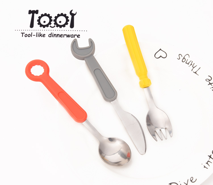 工具刀叉勺三件套 扳手螺丝刀造型餐具 创意工具造型餐具详情图13
