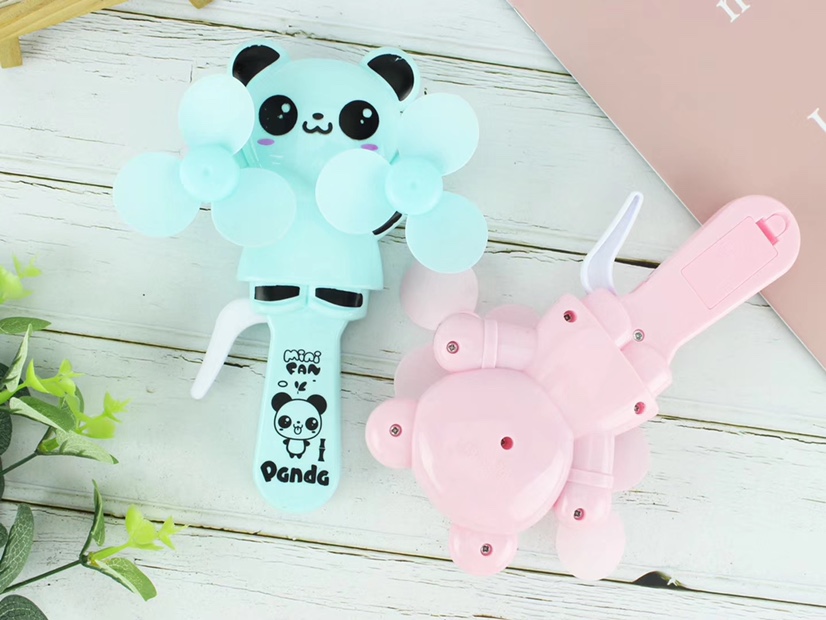 Hot-selling small-sized panda double-head hand pressure fans are selling well at street stalls undefined