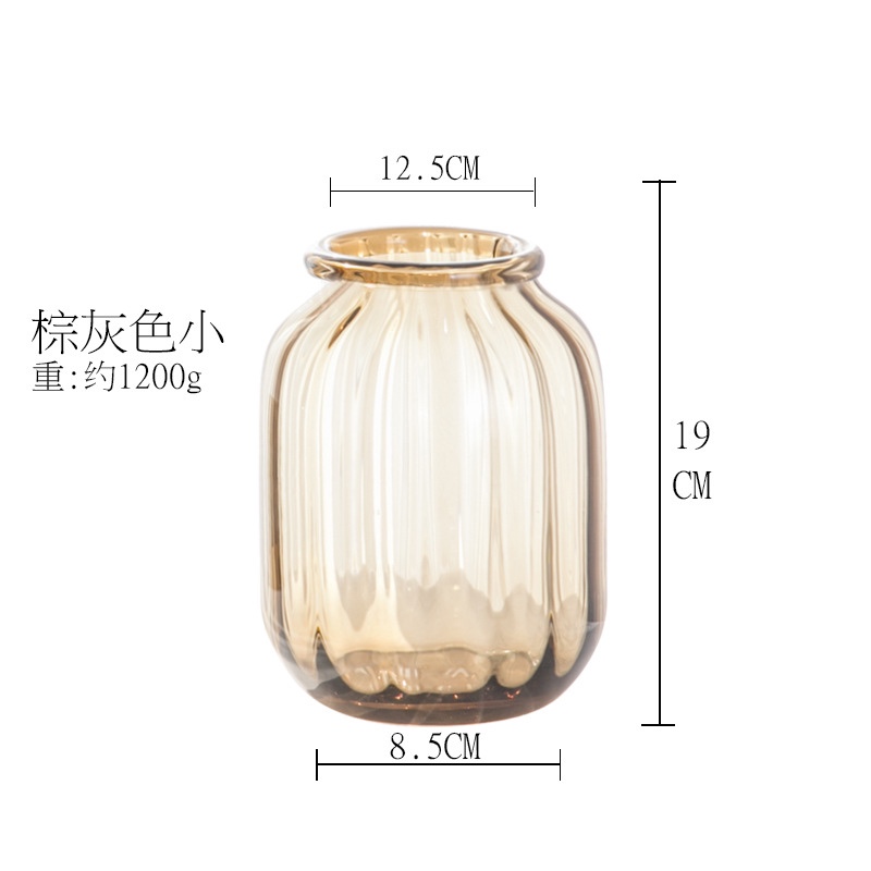 Direct sales and wholesale of Nordic minimalist style open-edged vertical striped glass vases for living room model room flower arrangement decoration details Picture