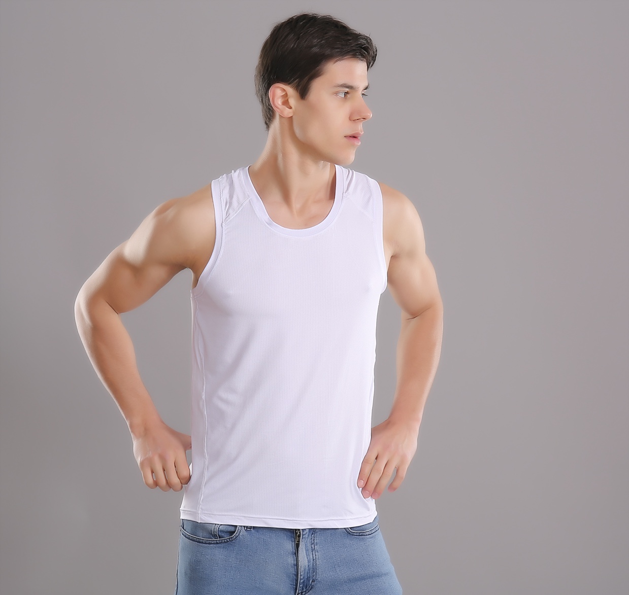 夏季新款男士速干运动背心短袖T恤跑步训练篮球贴身透气网孔健身上衣