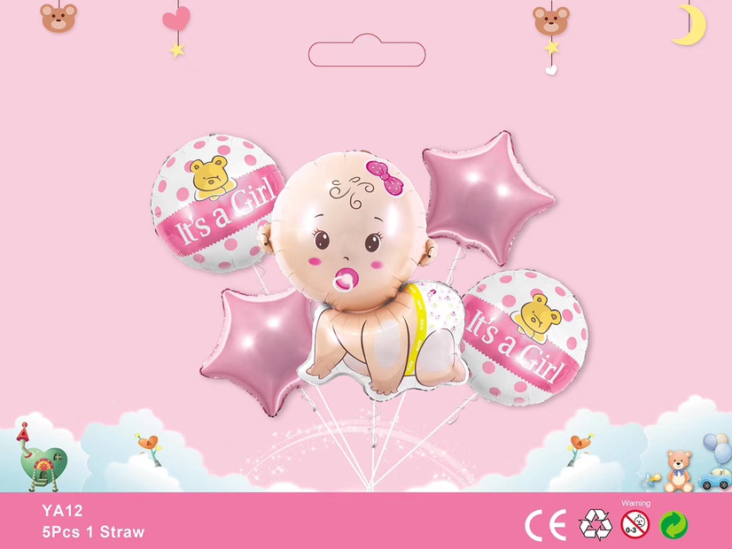 迷你婴儿系列儿童生日派对布置用品卡通充气玩具铝膜气球批发详情图2