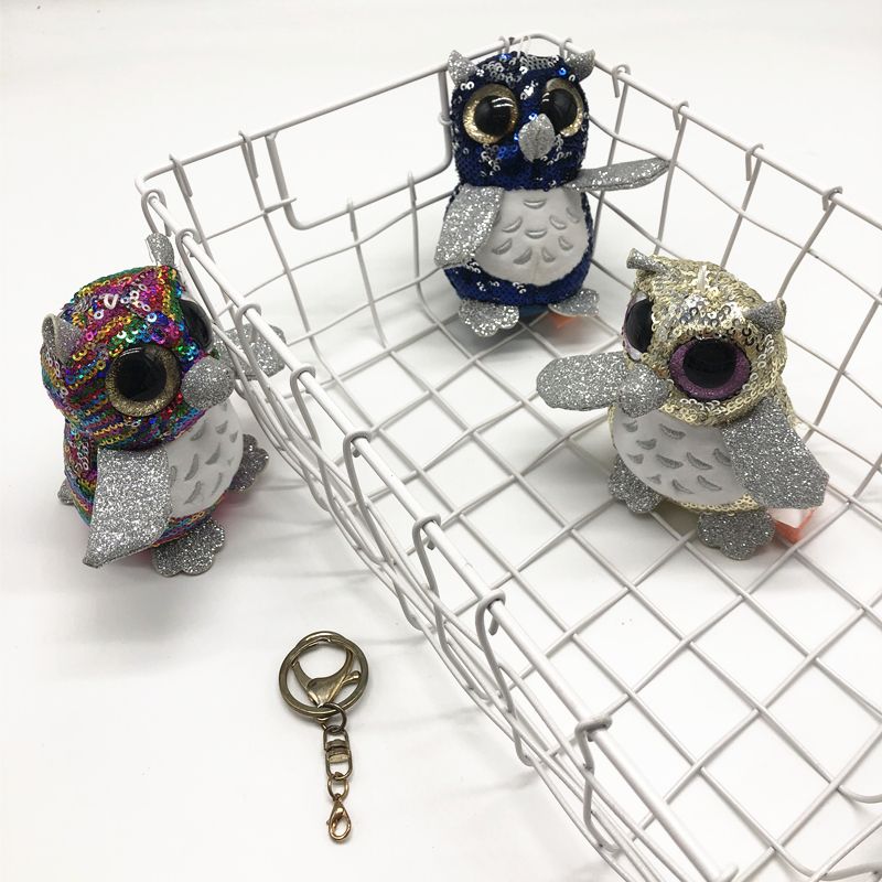 Sequined owl plush toy key chain backpack pendant boutique doll machine claw machine doll supply doll thumbnail