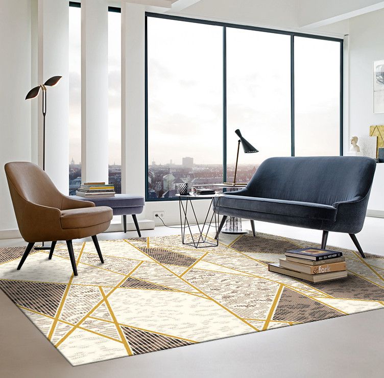 Modern Simple Living Room Tea Table Carpet Nordic Light Luxury Style Gray Gold Home Sofa Study Bedroom Bed Under The Mattress details Picture