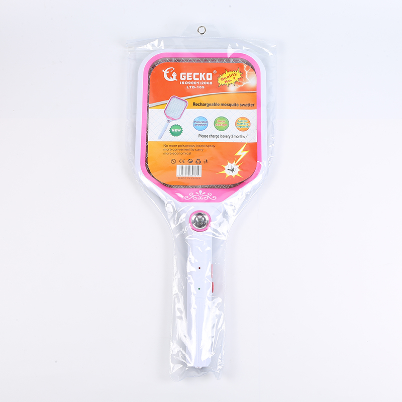 厂家直销GECKO-LTD-169超高品质带LED照明灯充电式电蚊拍22X54CM详情4