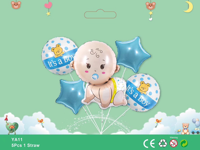 迷你婴儿系列儿童生日派对布置用品卡通充气玩具铝膜气球批发详情图3