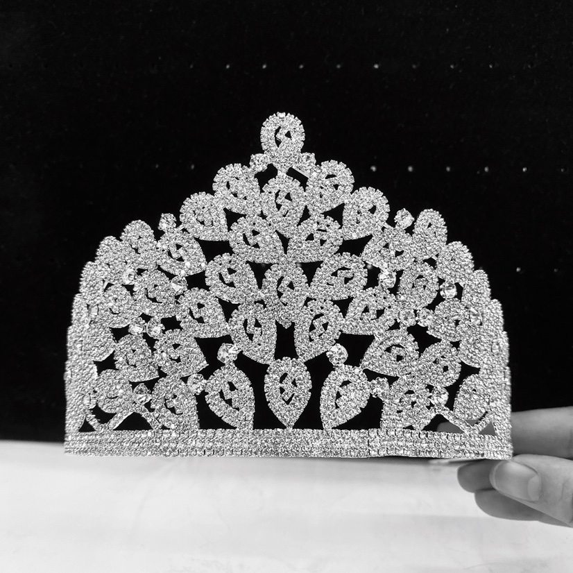 Bride marriage rhinestone big crown European and American style for performance beauty pageant gold and silver color thumbnail