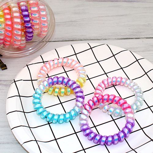 100 pieces/package tri-color telephone cord female plastic rubber band bracelet welcome to make to your sample thumbnail