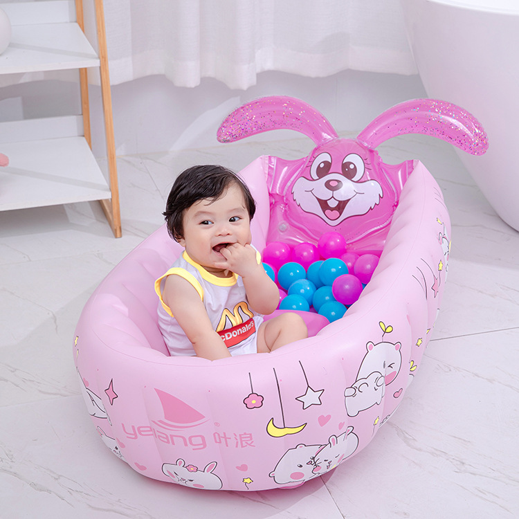 Thickened and insulated baby bath basin, inflatable bathtub, suitable for sitting, lying down, large babies, newborns and children, convenient to carry details Picture