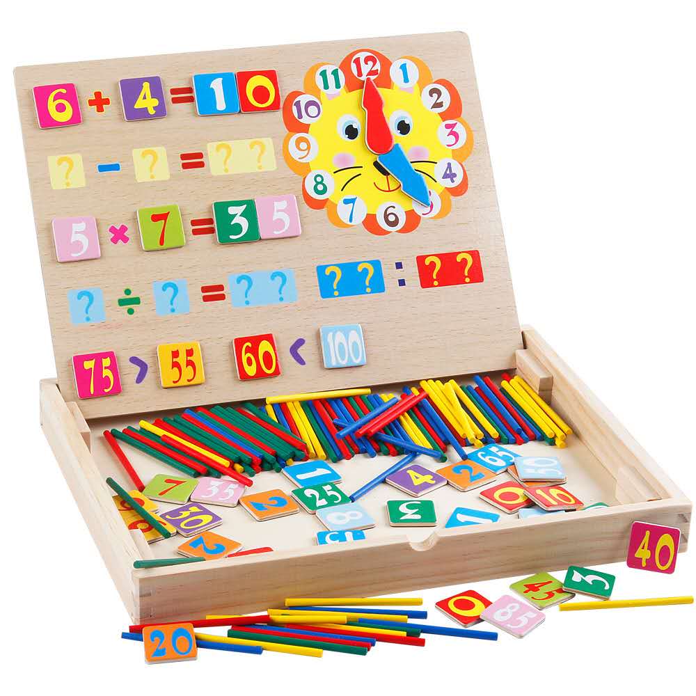 磁性拼拼乐闹钟数字盒画板百变写字板黑板益智木质玩具详情图2