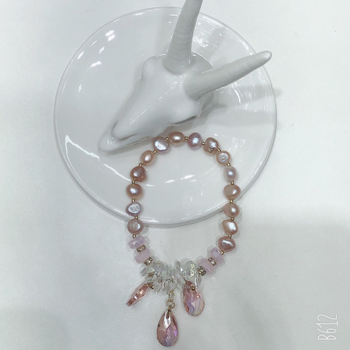 Original pearl bracelet ➕ pink crystal Internet celebrity style