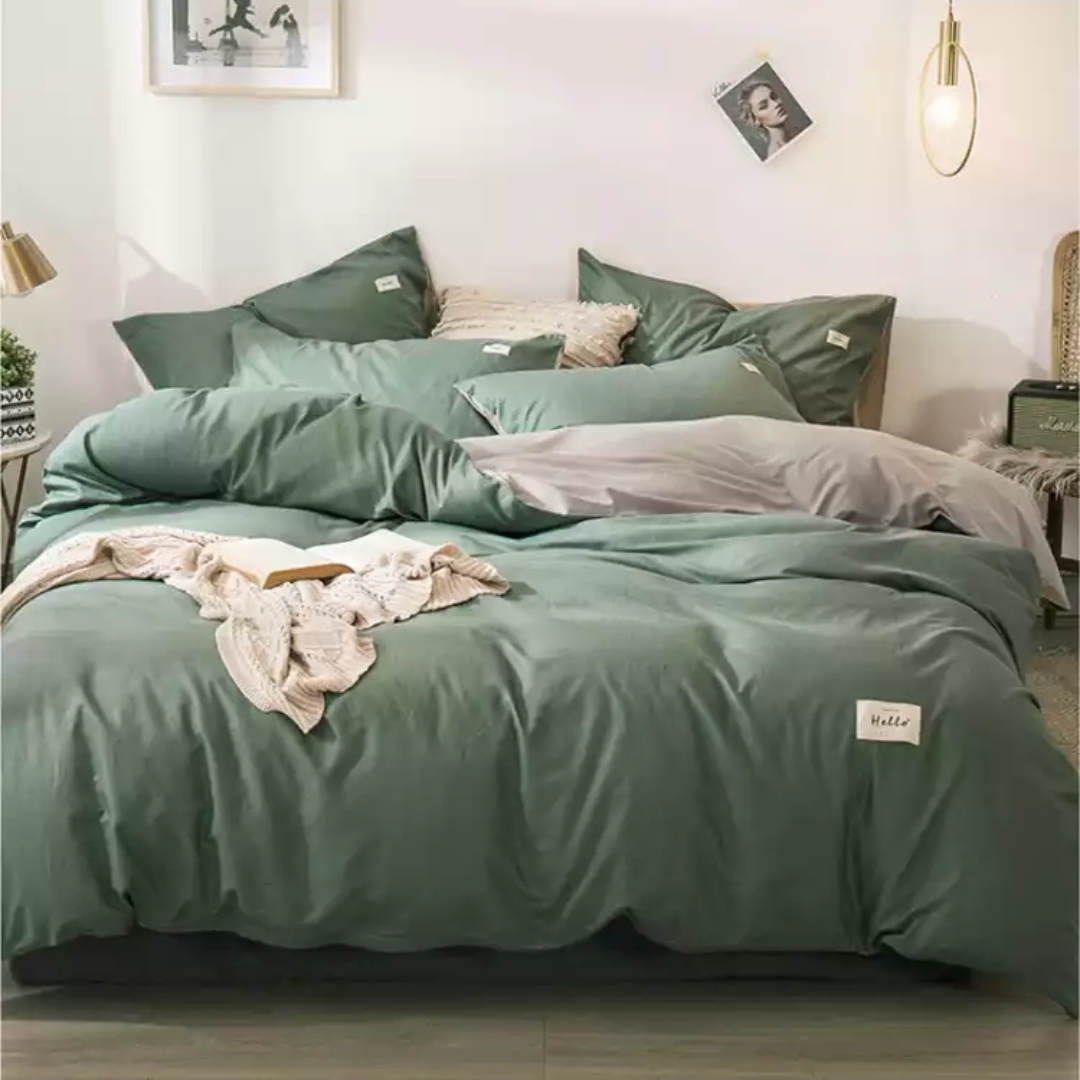 Cotton 4-Piece Set Cotton Double Thickened Edge Bed Sheet Set Pillowcase Jasmine Water B Yellow
