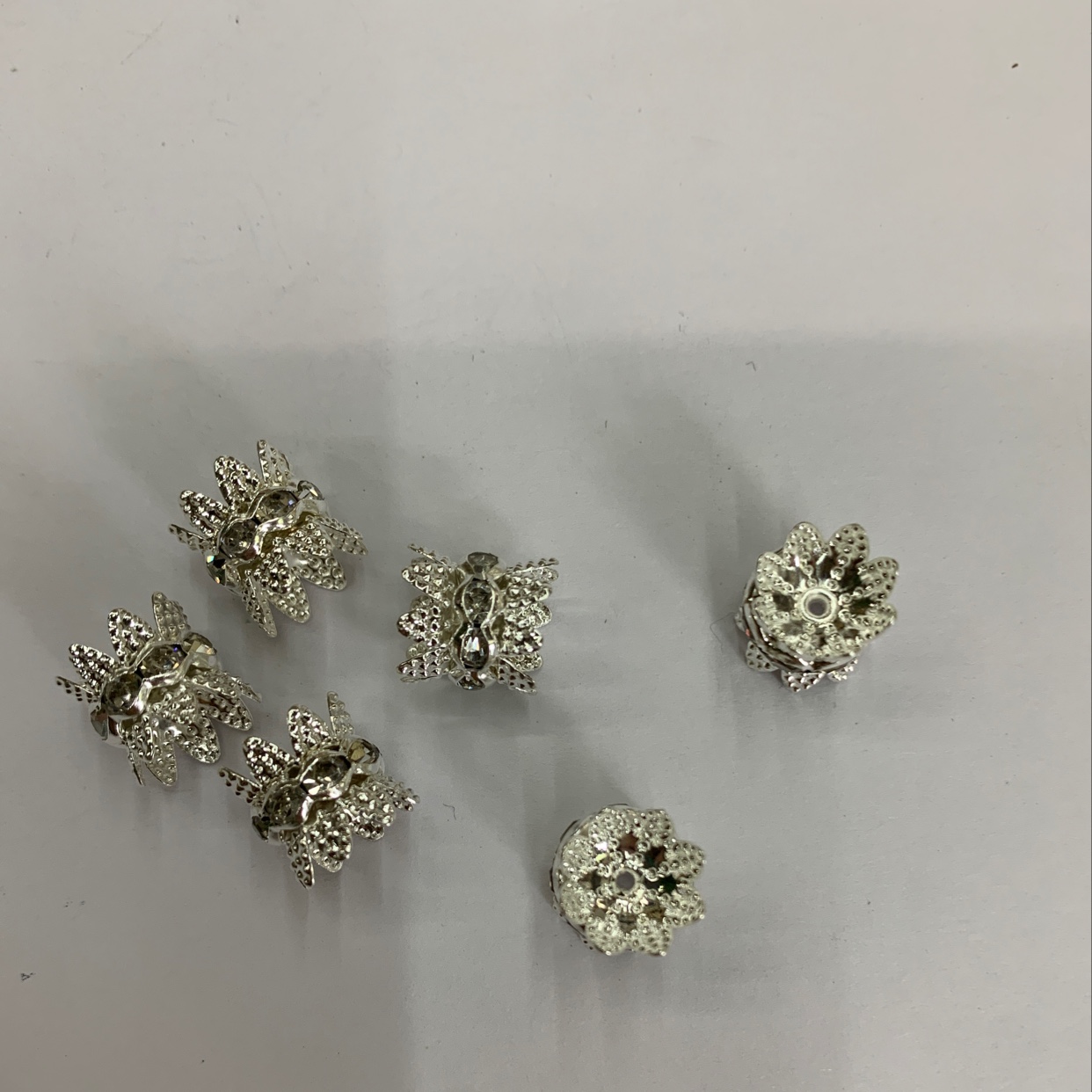 DIY handcrafted beaded, spacer, flower tray and diamond metal accessories