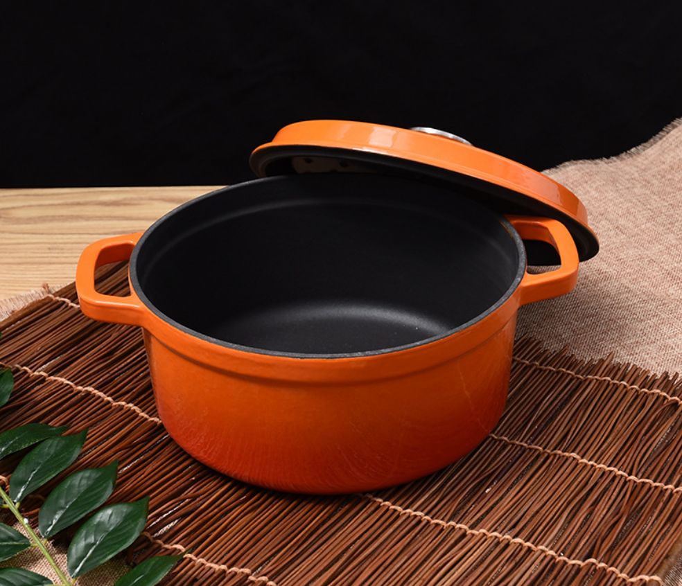 22 cm cast-iron enamel soup pot thickened two-ear multifunctional saucepan enamelled raw iron pot thumbnail