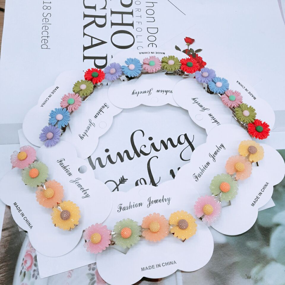 Korean Daisy cute color-blocked flower hair clip ins Hyuna style hair clip with bangs and girlish heart hair accessory