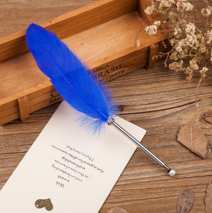 Yiwu Selection Korean version of Europe restoring ancient style big wave craft feather ballpoint pen details Picture