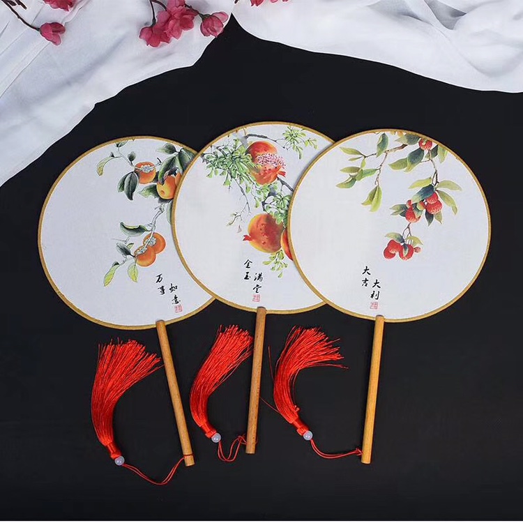 宫扇绢布单面宫扇